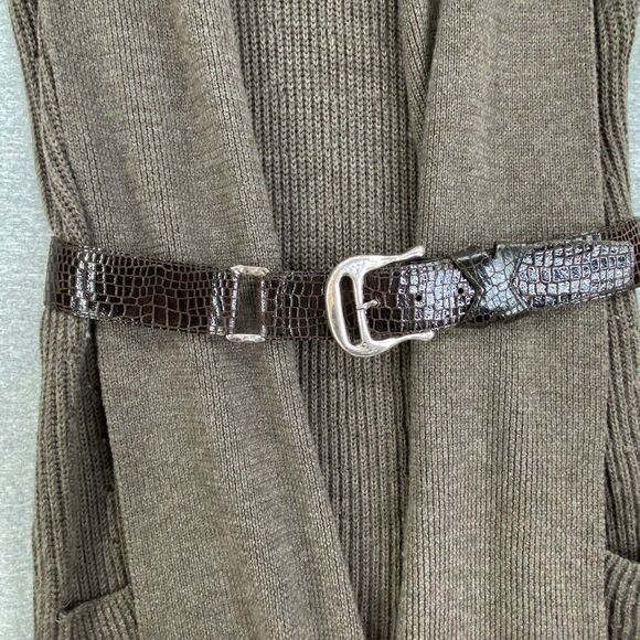 Worth Sweater Cardigan Womens Medium Brown Wool Shawl Collar Sleeveless Pockets - Picture 4 of 11